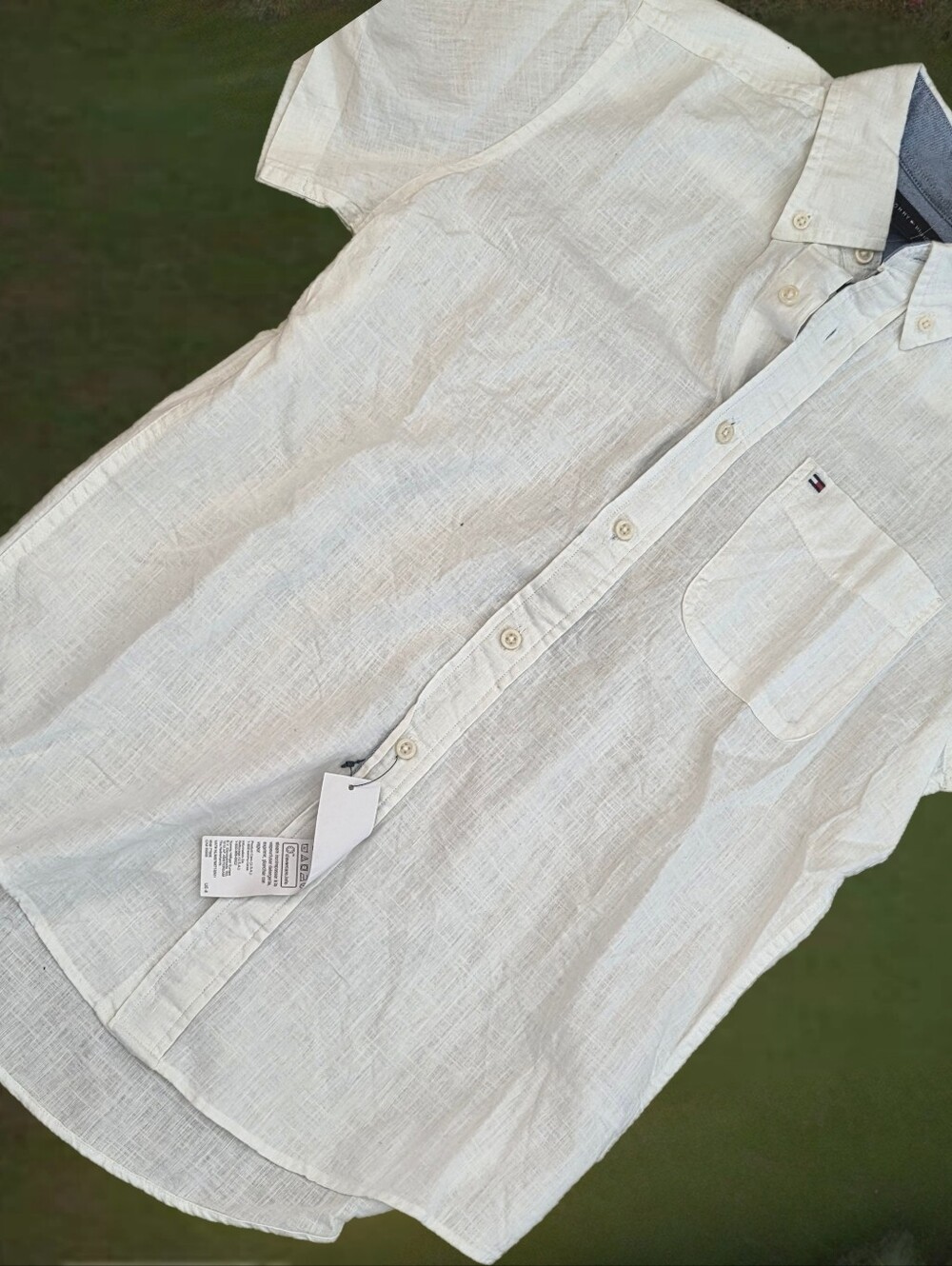 Tommy Hilfiger linen button up shirt Men size Small